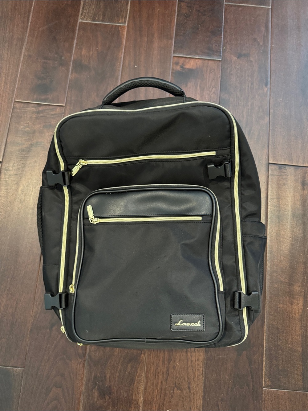 Black Backpack suitcase with Gold Trim